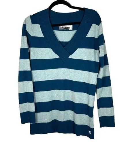 Burton Blue Stripe Wool Blend V Neck Sweater Women's Size Small