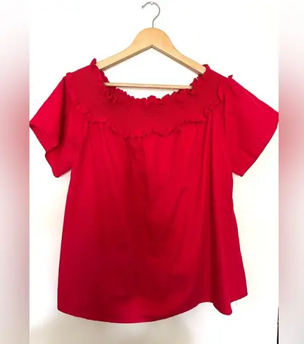 HD in Paris Anthropology | Red Women's Top | Sz XL | Smocked Neckline