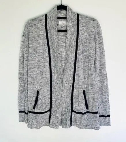 Lou & grey  Open Front Cardigan Gray Black Stripe