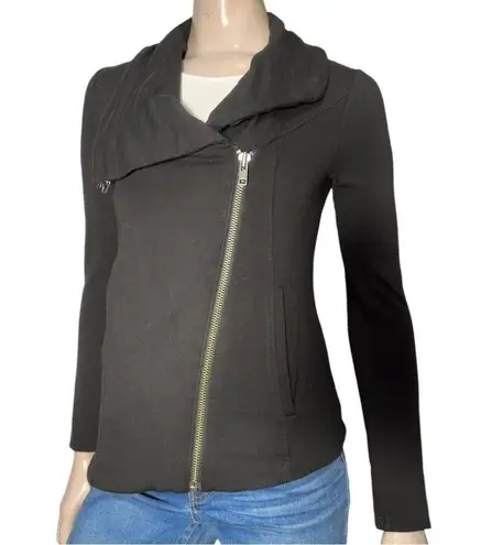 Helmut Lang Women’s Size S Black Heavy Jersey Moto Zip Shawl Collar Jacket