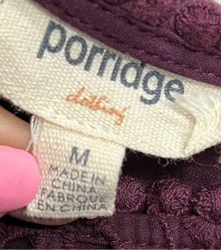 Porridge for Anthropology M plum purple Elegant eyelet Lace Women's Top boho Size M