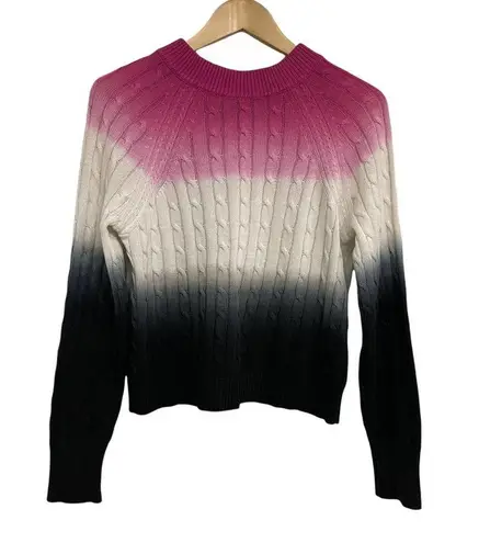 NWOT VEDA Sweater Dip Dye Tie Dye Cable Knit Pink Black White Size Petite (0