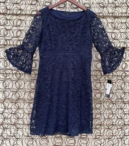 Tiana B navy lace bell sleeve shift dress new with tags Size 6