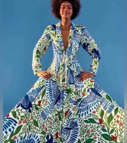 Farm Rio Off White Macaw Flight Parrot Bird Floral
Printed Maxi Dress Medium