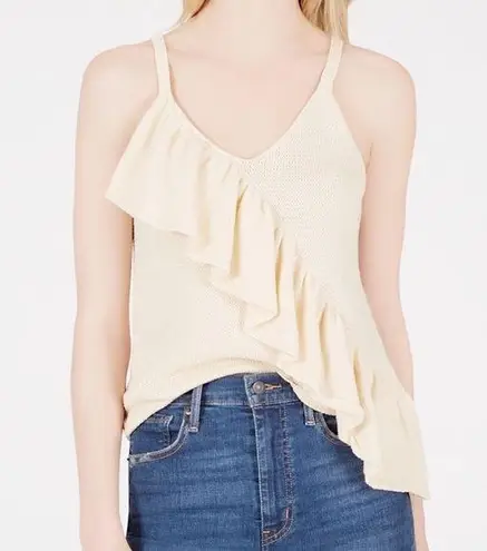 525 America cream ruffle front sweater tank sz S