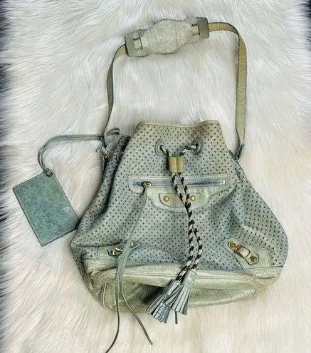 Balenciaga Pale Blue Arena Cross Pampille Bag