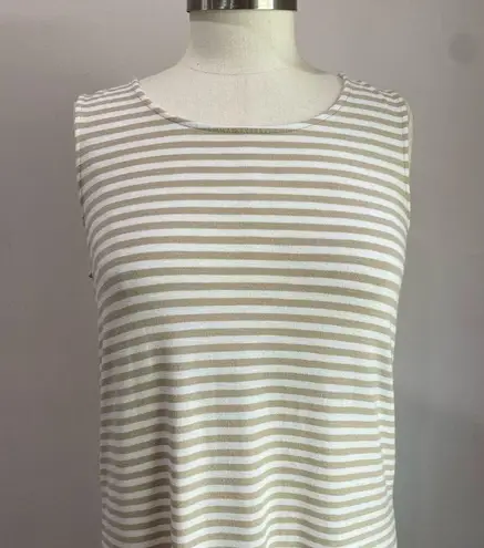 Chico's  Striped Sleevless Midi Shift Dress in Cream and White Size 1=USM