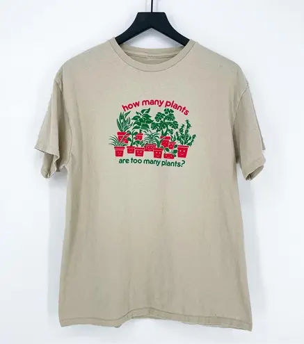 How Many Plants Cute Funny Graphic Tee Tan Size M