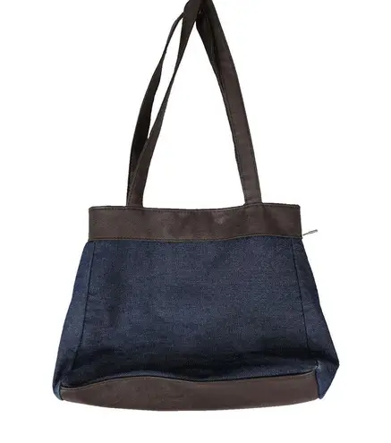 Gold Coast Blue Denim Faux Leather Shoulder Bag