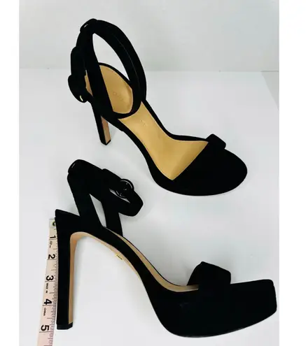 Veronica Beard black suede Darcelle Ankle Strap Stiletto Sandal (Women) 8.5