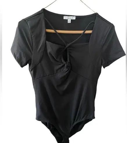 White Birch Bodysuit Women Small Cutout Strappy keyhole criss cross black casual