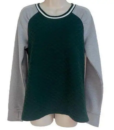 Antigua Quilted Long Sleeve Crew Neck Sweatshirt Gray Green Women’s Large
