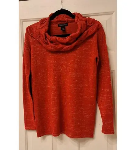 Design365 Pullover Turtle Neck Seater with ruffles all around the top Size S Orange