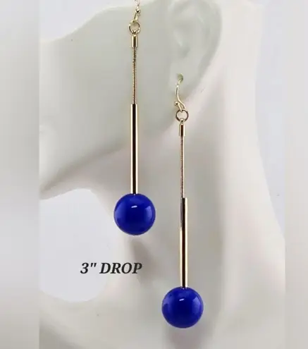 Royal Blue & Gold Drop Earrings