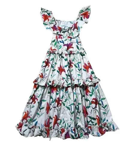 La DoubleJ Lilly Floral Print Scarlett Maxi Dress US XS Pink