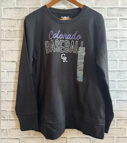 Genuine Merchandise NWT! Women’s Colorado Rockies Baseball black crew neck sweatshirt Large