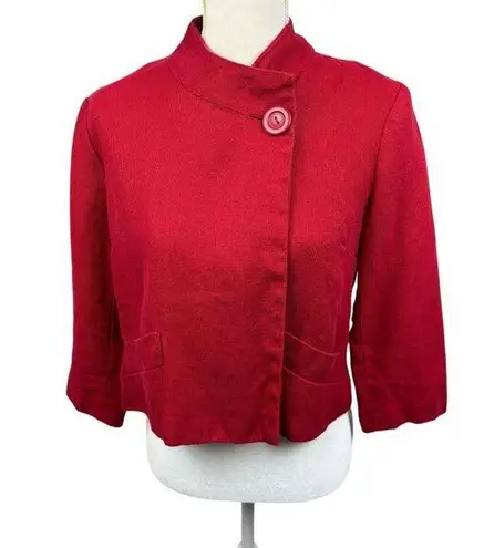 Vintage Tweeds blazer, size Medium, 100% linen, lined, Classic, Timeless, Collar Red