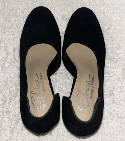 sbicca Vintage Collection Size 6 Black Leather Volin Stacked Heel D’Orsay Mule