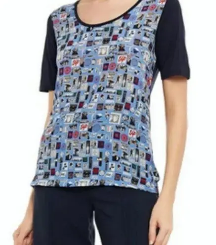 Paul Smith printed silk crepe de chine and modal jersey shirt blue M Size M