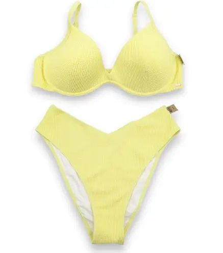 PINK - Victoria's Secret NWT Pink by Victoria’s Secret Two-Piece Bikini Swimsuit in Yellow Tulip Size XL