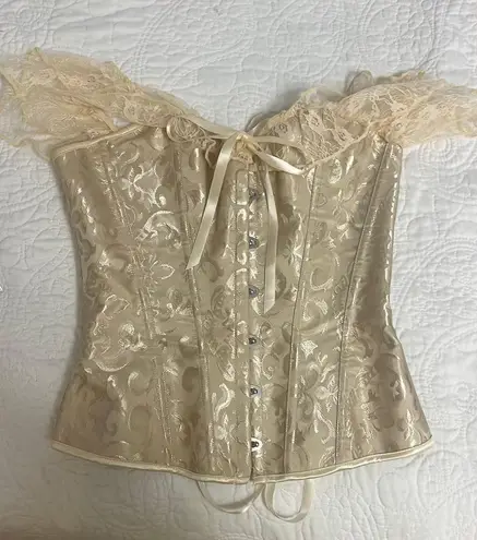 Gold Lace Up Corset Size M