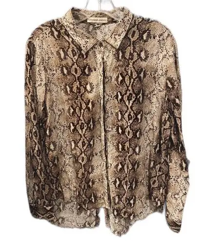 Alexander Jordan Snake Skin Flowy Top Animal Print Black Size XL