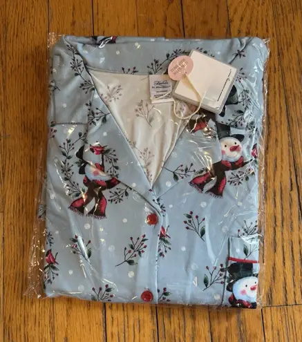 Fashion by Mirabeau Sleep Dress Womens Large Blue Snowman Long Sleeve Pajama B