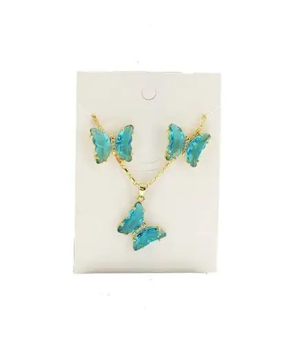 Gold Plated Black Butterfly Necklace Set