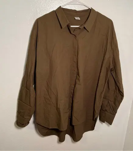 Melrose and Market Collared Poplin Shirt Olive Moss