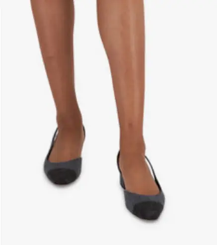 Veronica Beard Cecile Blue & Black Denim Cap-Toe Slingback. Size 6M. MSRP $375