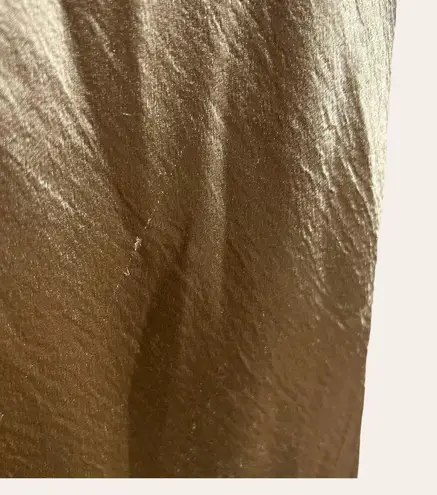 Saloni Satin Champagne Gold Backless Ruffle Hem Cowl Neck Midi Dress Size 8