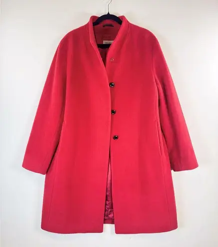 Cinzia Rocca Womens Jacket Red Wool Pea Coat Long Sleeve Italian Designer Large