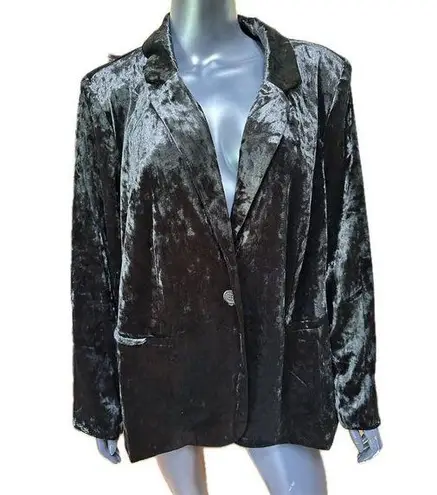 cupio  Black Crushed Velvet Blazer Plus Size 2x Lined Jacket Button Front NEW