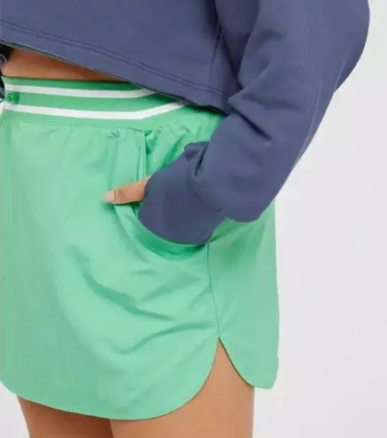 Aerie AE  Sporty Nylon Track Skirt Green Neon Stripe Athletic Exercise Small