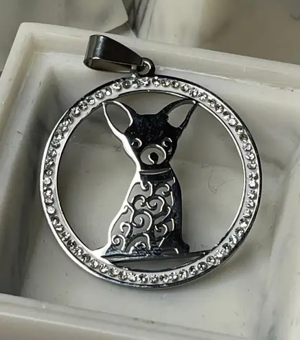 Chihuahua Cute Dog Shape Pendant Necklace Adjustable Stainless Steel Silver