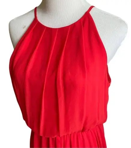 Lush Clothing Lush Red Halter Dress Chiffon Mini Fit Flare Lightweight M