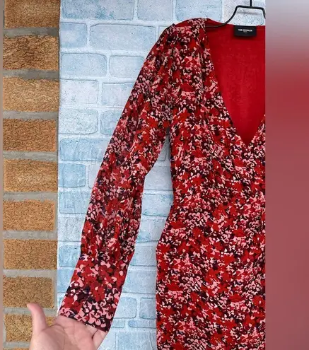 The Kooples FLOWING RED DRESS WITH FLORAL MOTIF SIZE 0