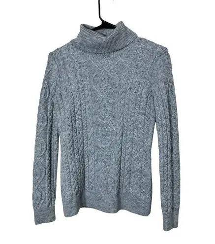 Vintage Carole Little Turtleneck Sweater Merino Wool Blend Cable knit Gray sz S