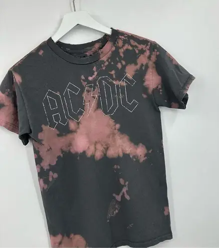 ACDC Custom Bleach Splatter Short Sleeve Shirt Size Small Distressed
