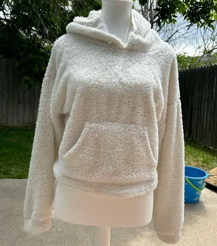 No Boundaries White Sherpa Cropped Hoodie