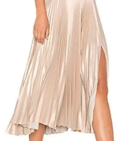 A.L.C. Bobby rose gold pleated midi skirt