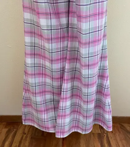 Vintage 70s High Rise Pink Plaid Bell Bottoms Size M