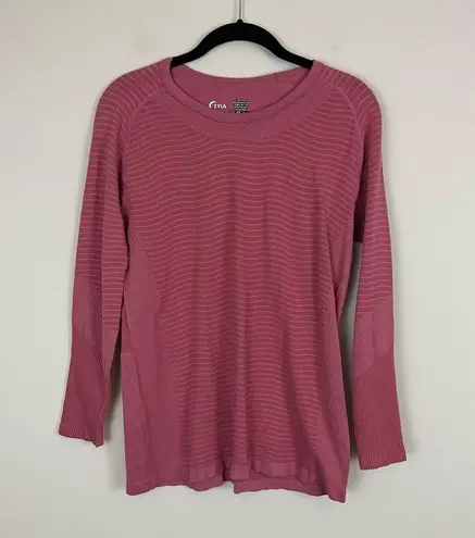 Zyia  Active | Pink Textured Long Sleeve Workout Shirt Size Medium