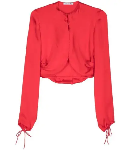Acne Studios Long Sleeve Blouse in Bright Red 42 New Womens Silk Top