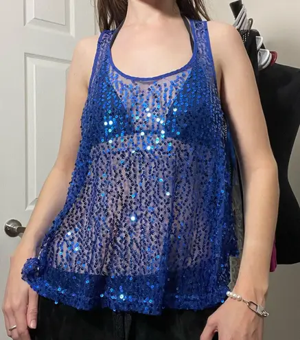Sans Souci y2k blue sequin tank