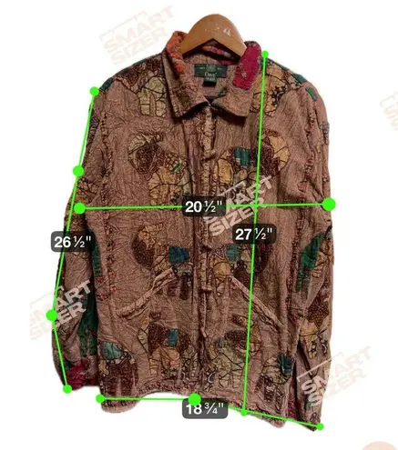 Orvis 026-004 Vintage Jacket Womens S Brown Elephant Applique Art To Wear Toggle