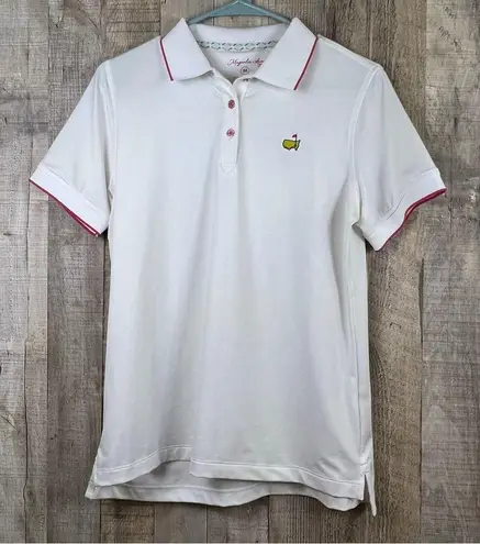 Magnolia Lane Tech 50+ UPF White Medium Polo w/Pink Trim