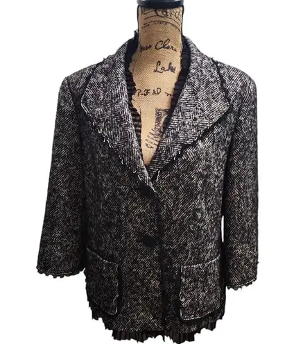 Lafayette 148 Luxury Wool Blend Tweed Blazer Jacket Women's Elegant Office Wear