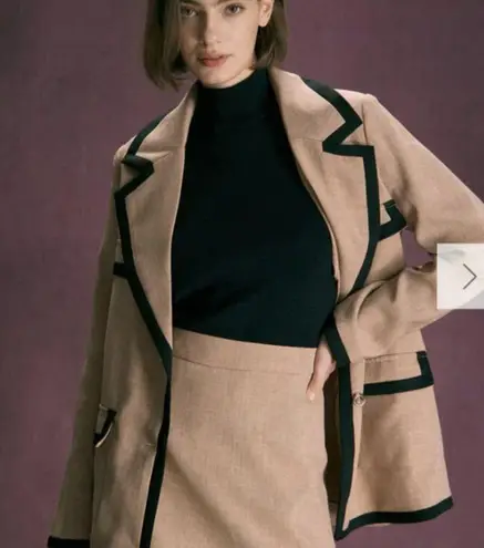 RIHOAS The Khaki High Waisted Contrast Mini Skirt 3 Tan Size XS