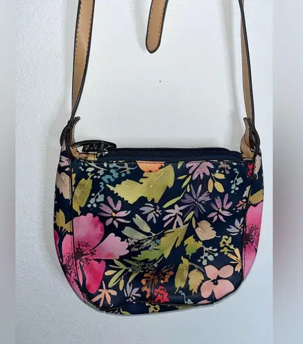 Mondani New York Rainbow Watercolor Floral Print Crossbody Purse Adjustable Bag Pink